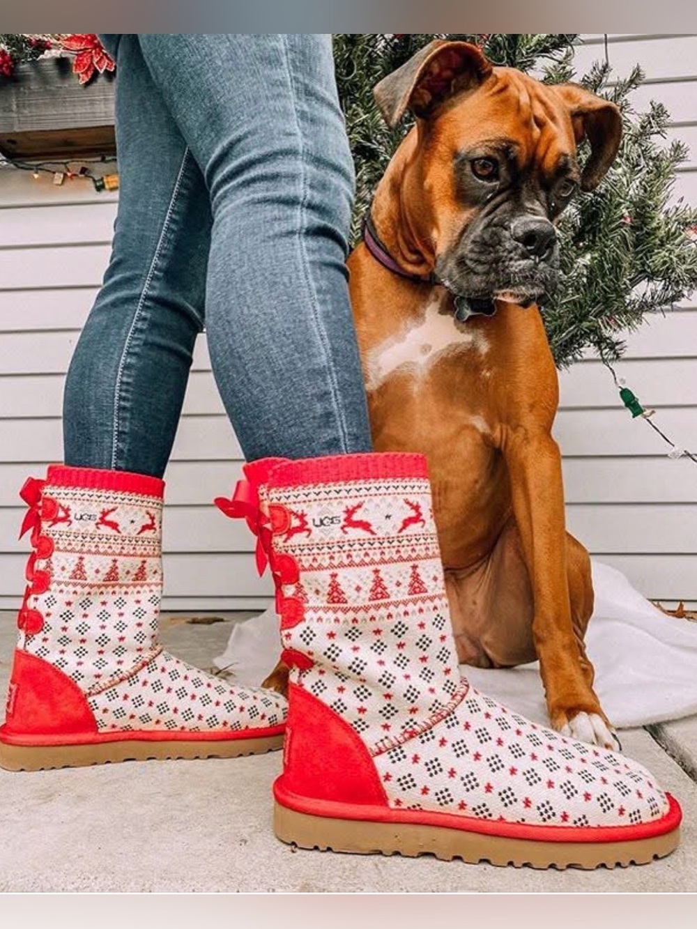 UGG Women's Graphic Print Bow Accents Boots